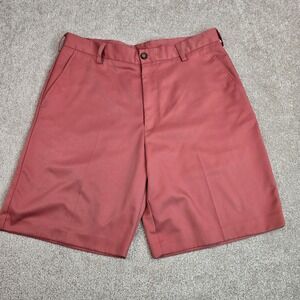 Izod‎ Mens Golf Shorts Size 34 Brick Red Salmon Pink Flat Front Polyester Twill